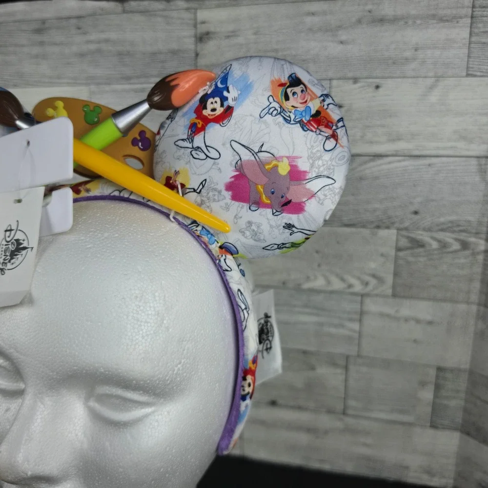 Disney Parks Artist Series Minnie Mouse Ear Headband Palette Paintbrush NWT